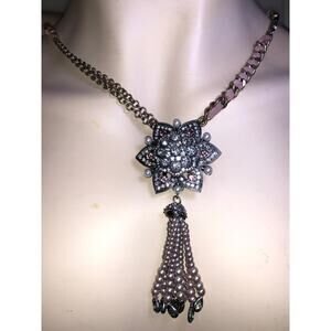 CHLOE + ISABEL crystal lotus tassel statement necklace - N129